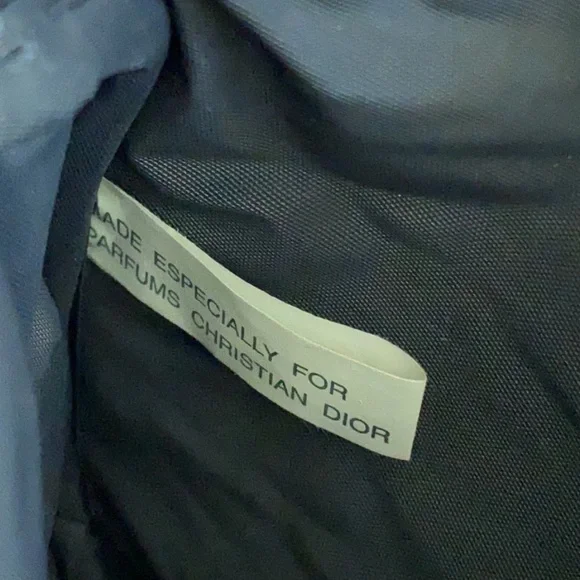 DIOR Navy and White Sateen Gold Medal Medallion Beauty Cosmetic Bag - Picture 2 of 11